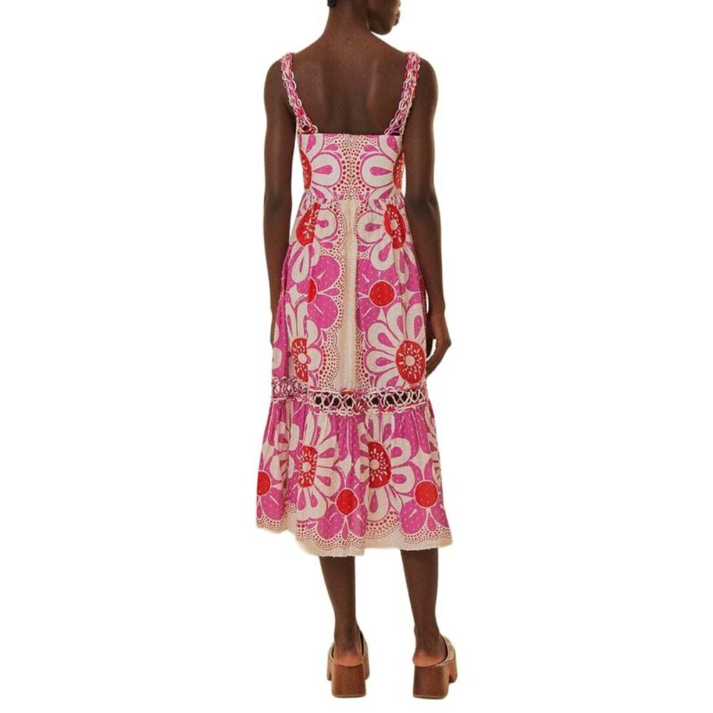 Farm Rio Womens Maia Off-White Sleeveless Midi Dress - Picture 2 of 3